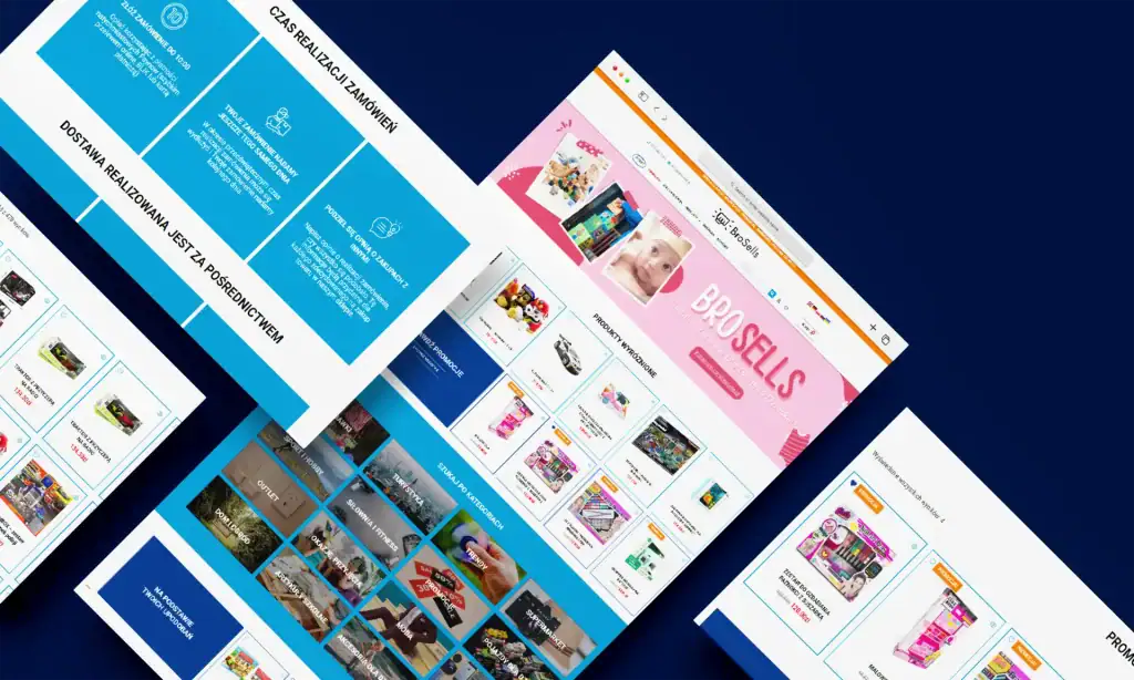 E-commerce website with product listings and promotional banners.