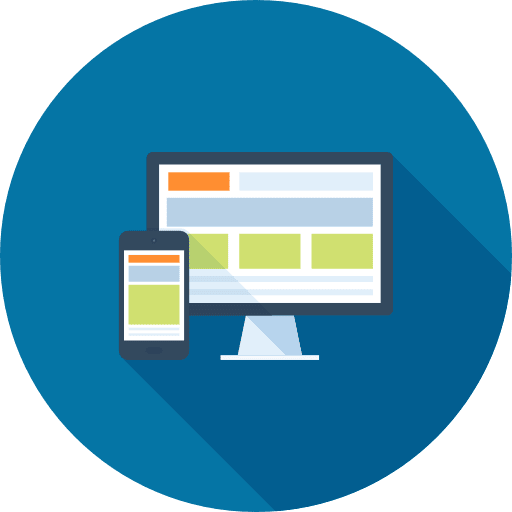 A desktop computer and smartphone displaying a website, illustrating cross-platform web design.