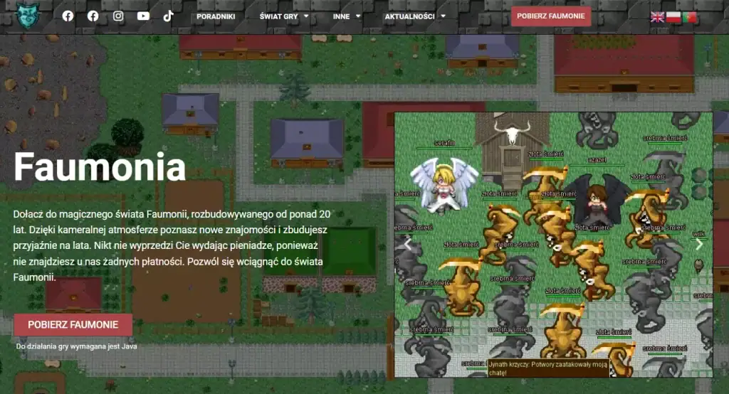 Illustration of a pixelated game scene with characters and animals in a village setting.