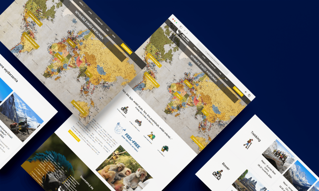 An interactive world map highlighting travel destinations.