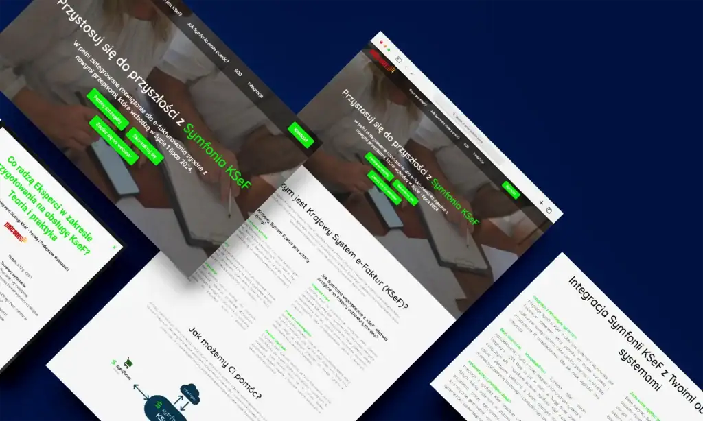 Alternative text describing website content and integration details of KSeF in WordPress.