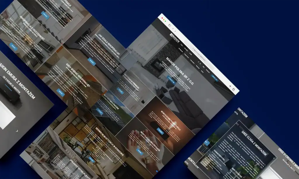 Website homepage displaying various property renovation services and project portfolios.