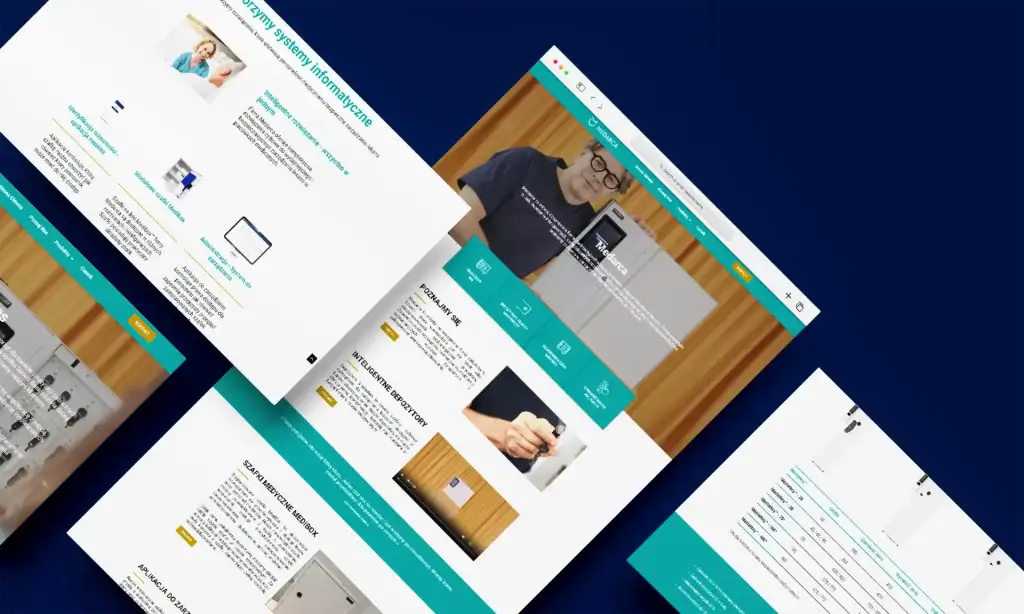 Screenshot of a healthcare website with medical device information and data tables.