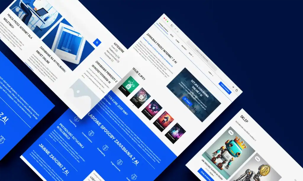 A colourful online store showcasing AI-themed robots and cryptocurrency collectibles with a modern web design.