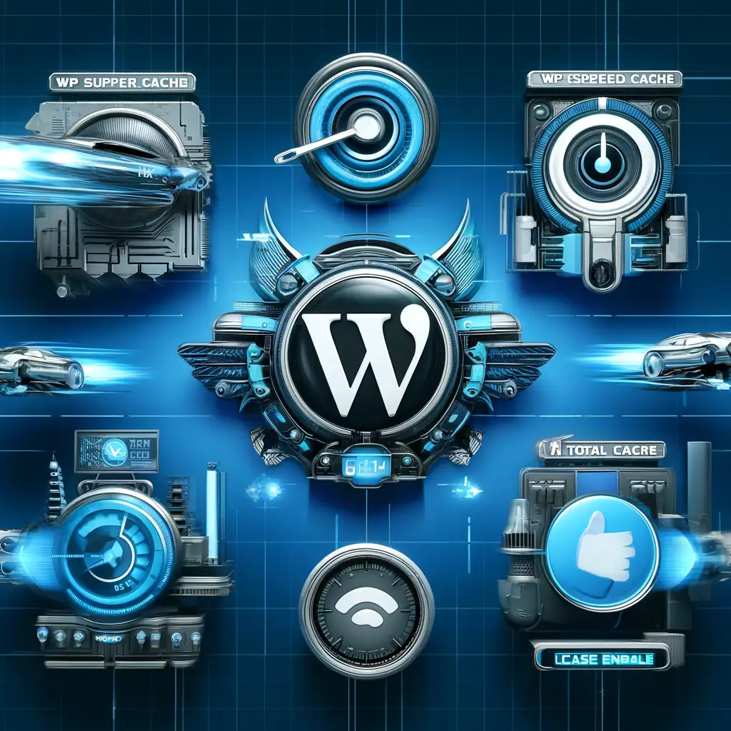 An illustration of digital elements and icons representing WordPress and website analytics.