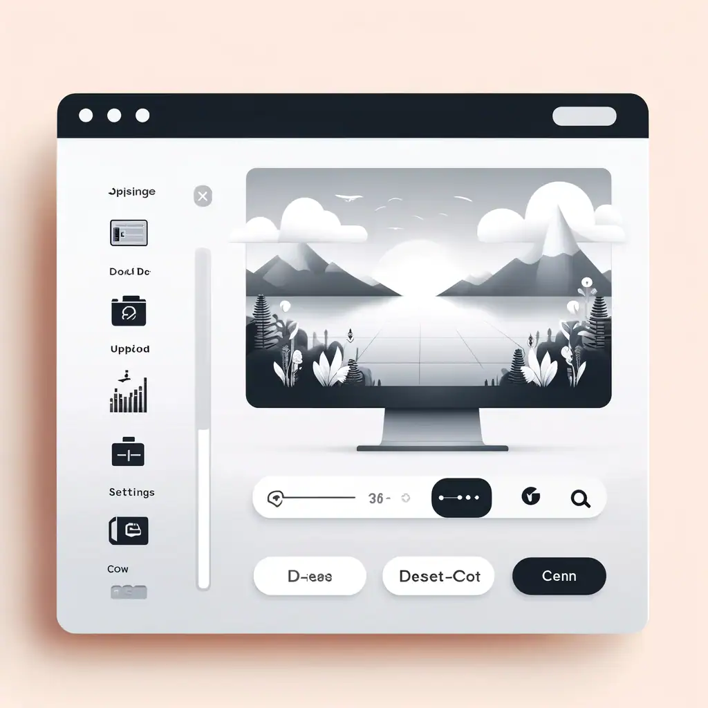 A sleek website builder interface showcasing landscape options and editing tools.