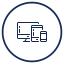 Icon of multiple devices displaying online store.